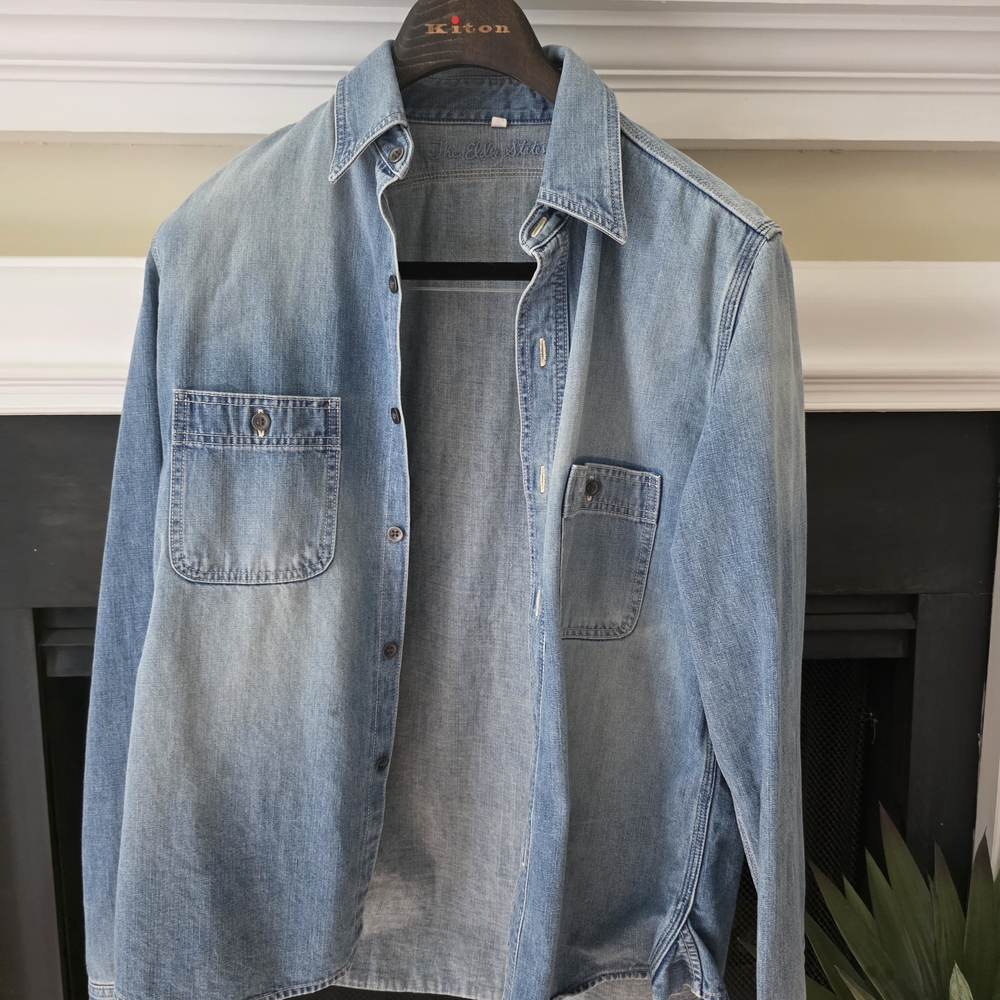 Japanese Red line selvedge Denim Button-Up Shirt